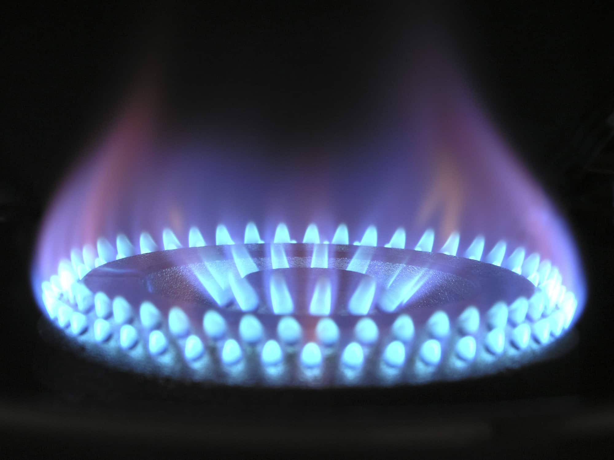 Gas stove blue flame